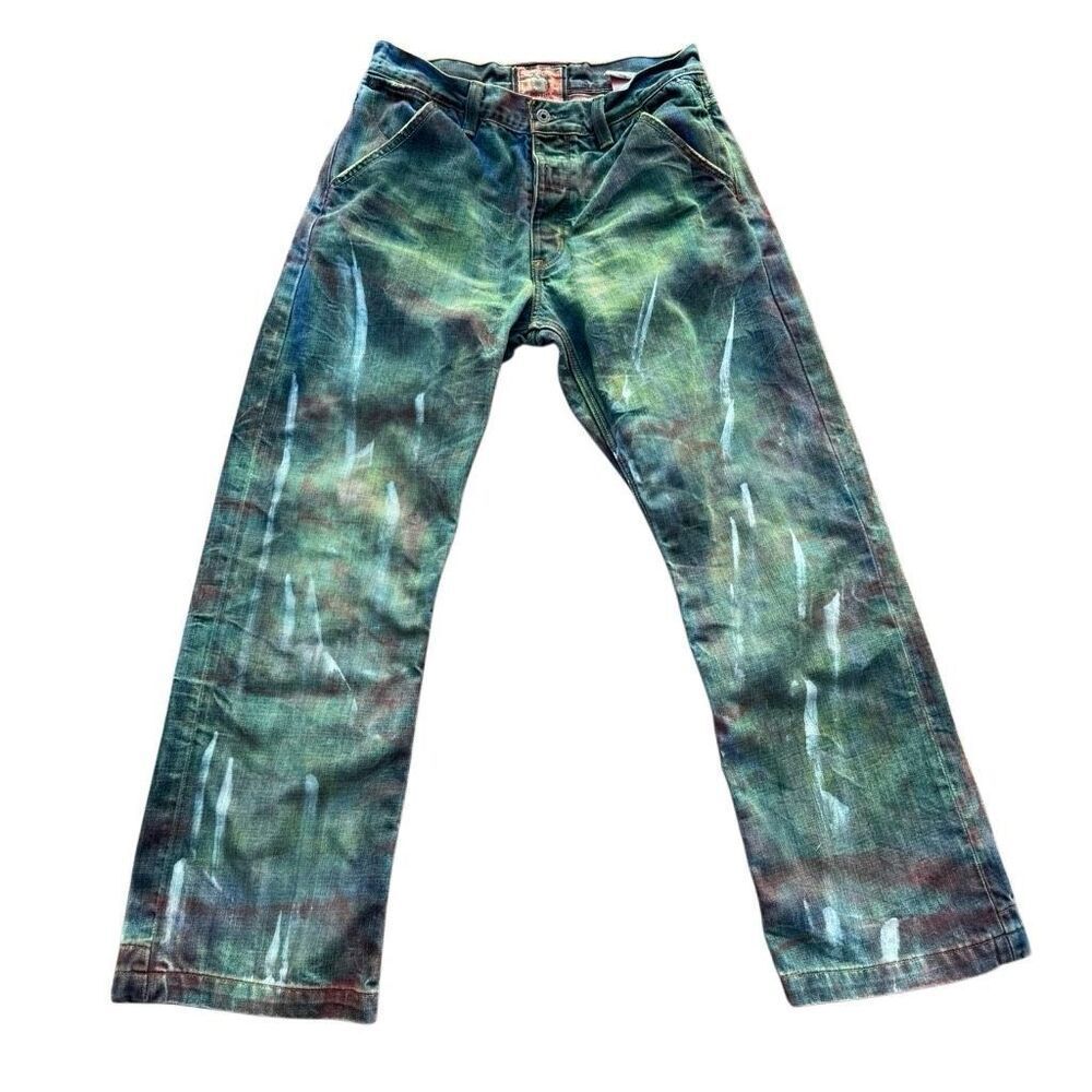 Vintage GAP Y2K Painted Hand-Dyed Distressed Jeans 33”